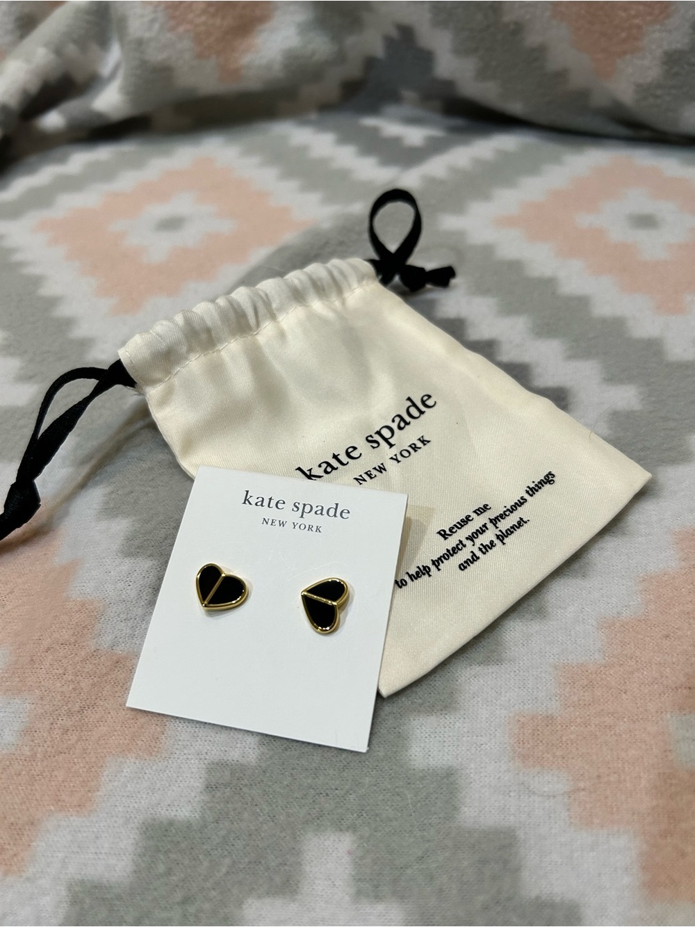 kate spade New York Black Heart Stud Earrings